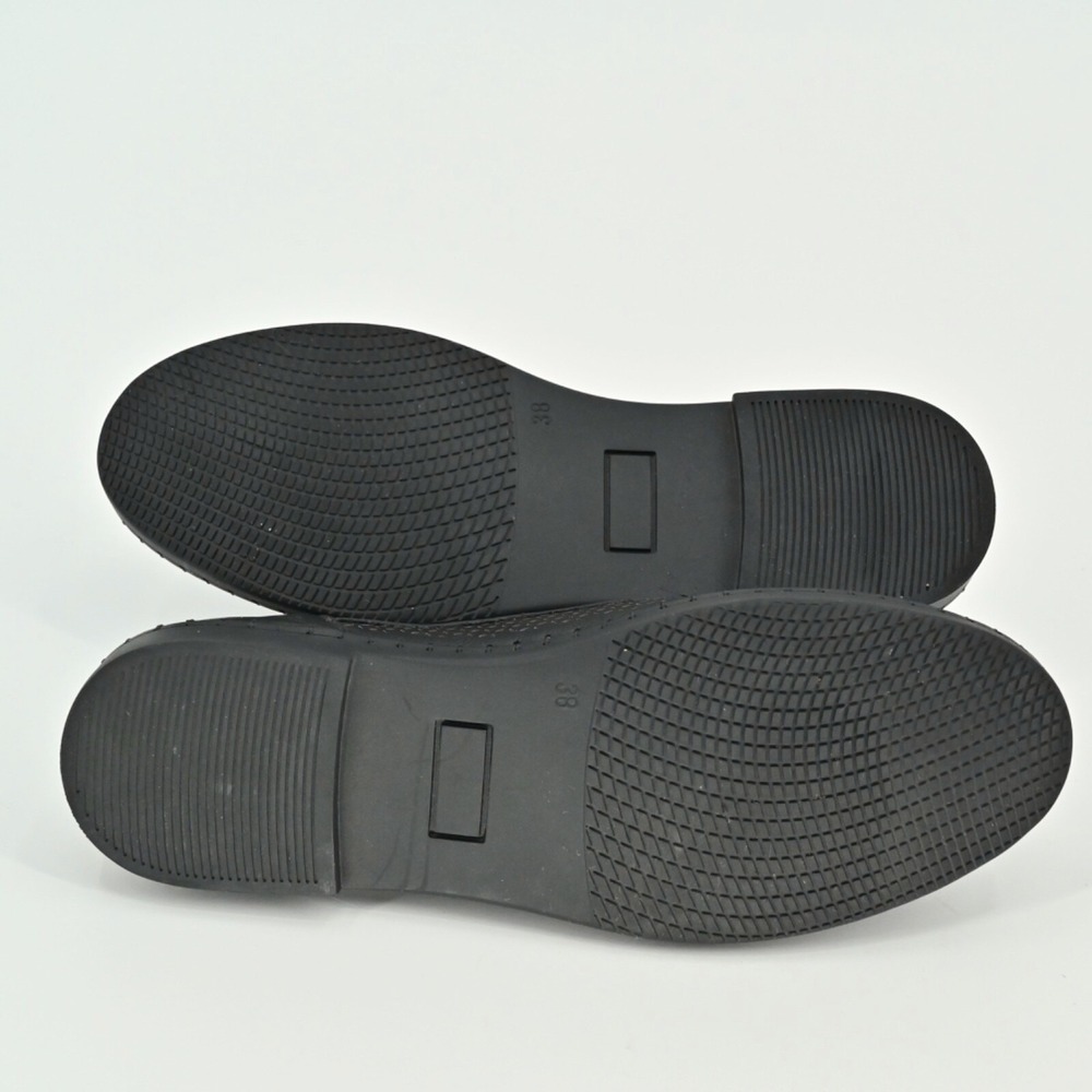MARAK Loafers Womens Size 38 Black Mari Perforated Leather‎ Lace Up Whipstitched - Picture 9 of 10
